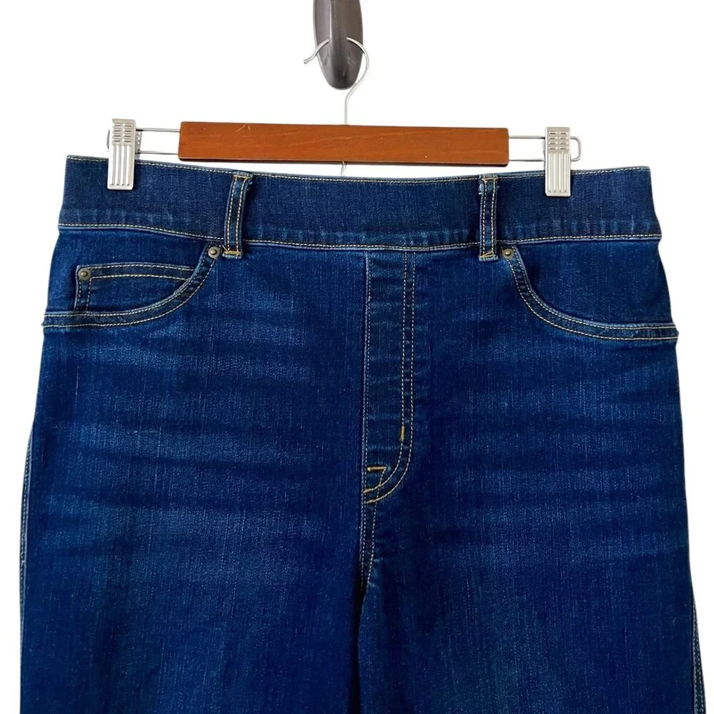 SPANX High Rise Pull-On Flare Midnight Dark Wash Jeans Size L - Picture 6 of 16